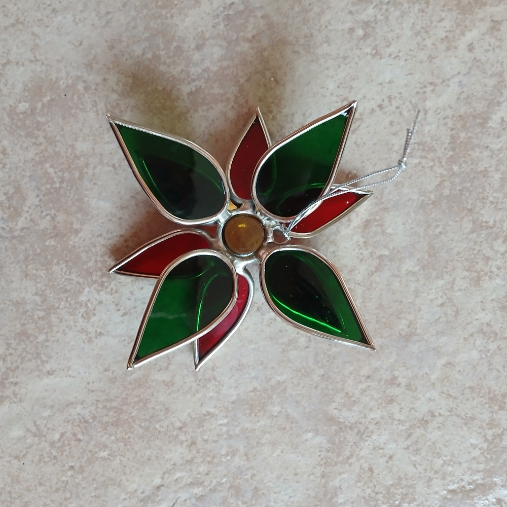 Vintage Stained Glass Flower Ornament